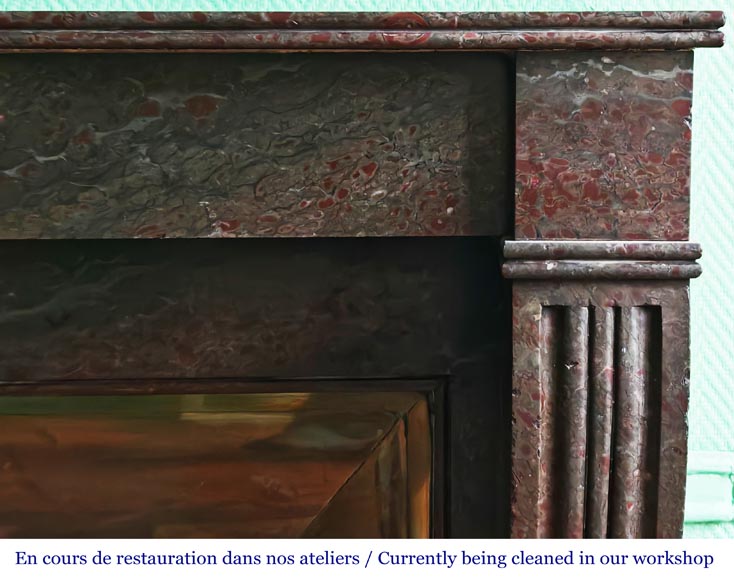 Napoleon III style fireplace in a marble similar to Campan marble, with its brass interior-6