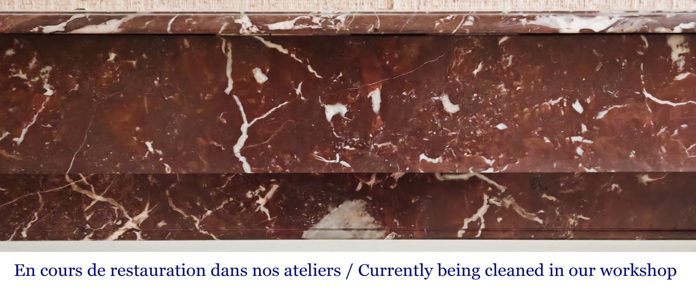 Napoleon III style fireplace, modillion type, in northern red marble-1