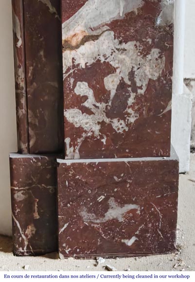 Napoleon III style fireplace, modillion type, in northern red marble-7
