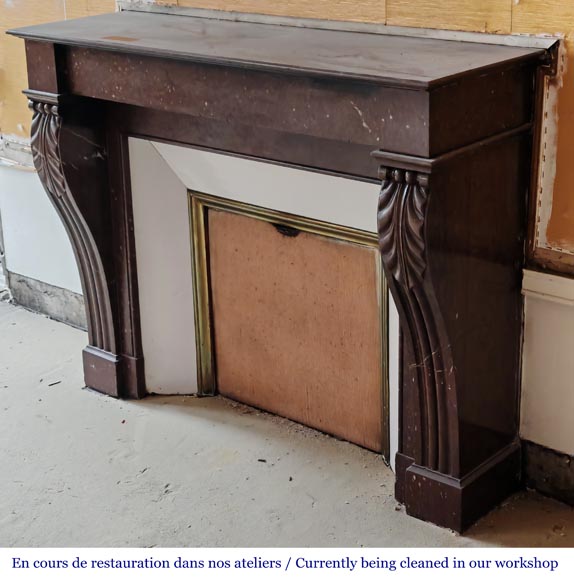 Napoleon III style fireplace in griotte red marble Napoleon III style fireplace in griotte red marble-5