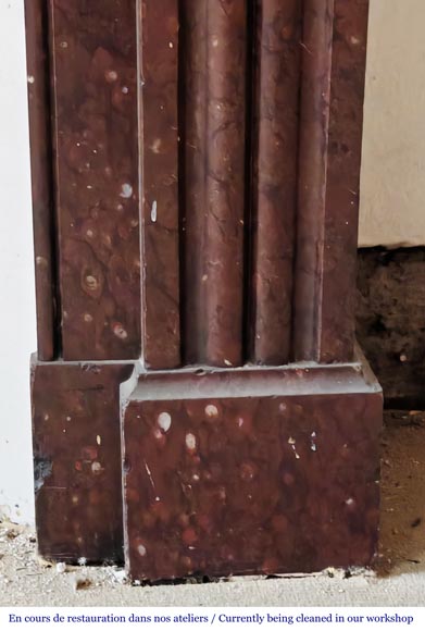 Napoleon III style fireplace in griotte red marble Napoleon III style fireplace in griotte red marble-7
