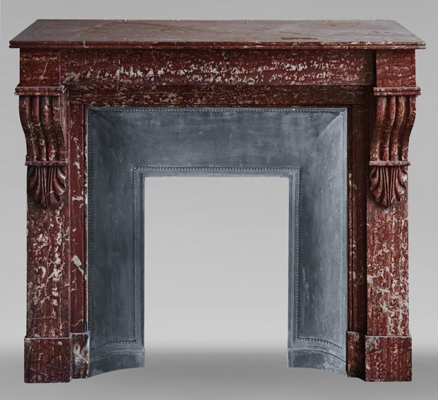 Napoleon III style fireplace with modillion type in red Campan marble Napoleon III style fireplace with modillion type in red Campan marble-0