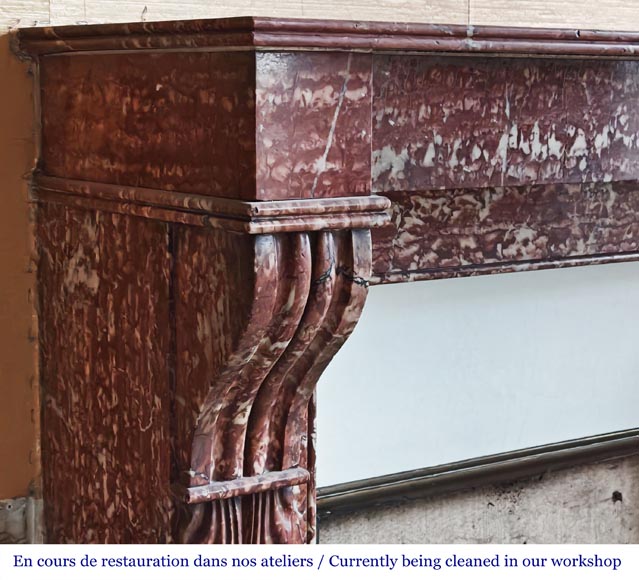 Napoleon III style fireplace with modillion type in red Campan marble Napoleon III style fireplace with modillion type in red Campan marble-3