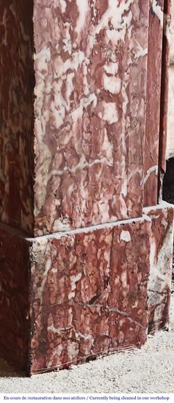Napoleon III style fireplace with modillion type in red Campan marble Napoleon III style fireplace with modillion type in red Campan marble-4