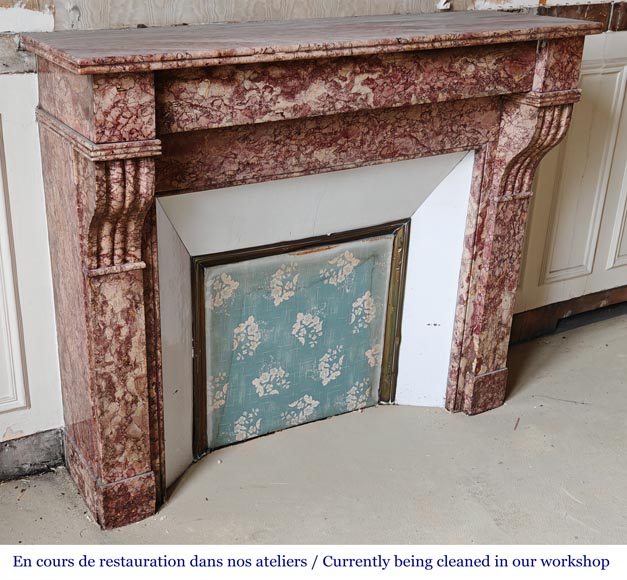 Napoleon III style fireplace, modillion model, in Brocatelle marble-2