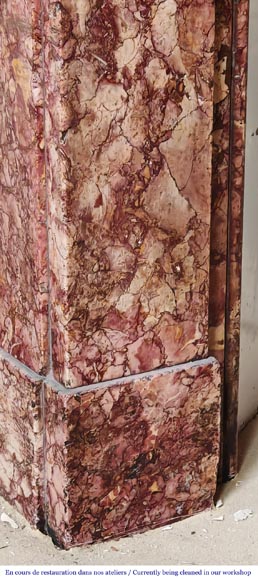 Napoleon III style fireplace, modillion model, in Brocatelle marble-4