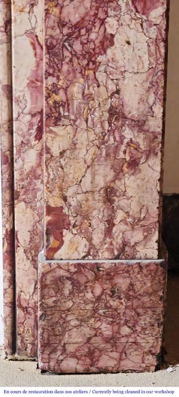 Napoleon III style fireplace, modillion model, in Brocatelle marble-7