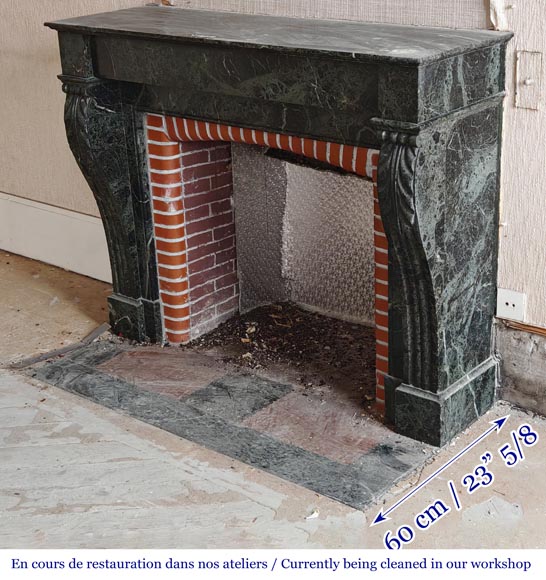 Napoleon III style fireplace with acanthus leaf in green marble Napoleon III style fireplace with acanthus leaf in green marble-5