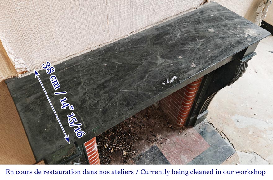 Napoleon III style fireplace with acanthus leaf in green marble Napoleon III style fireplace with acanthus leaf in green marble-8