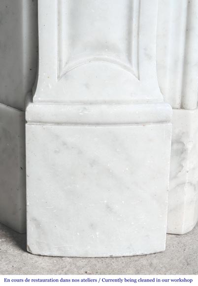 Louis XV style fireplace in Carrara marble, decorated with a vase of flowers-8