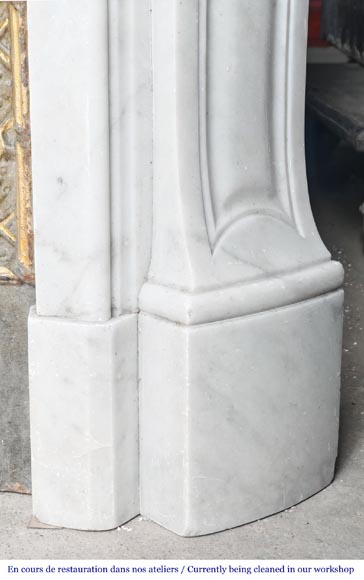 Louis XV style fireplace in Carrara marble, decorated with a vase of flowers-11