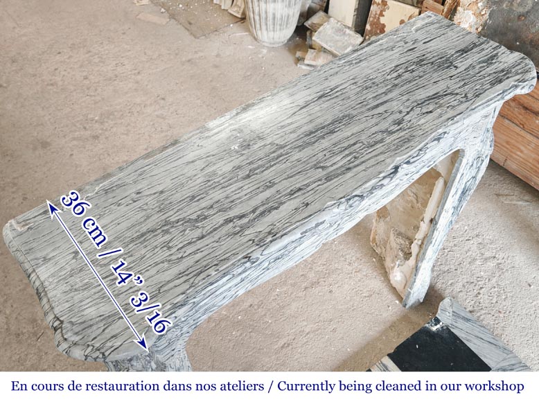 Louis XV style Pompadour model fireplace in blue floral marble-9