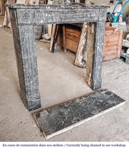 Louis XVI period molded fireplace in grey Saint-Anne marble-2