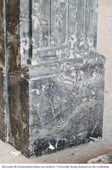 Louis XVI period molded fireplace in grey Saint-Anne marble-4