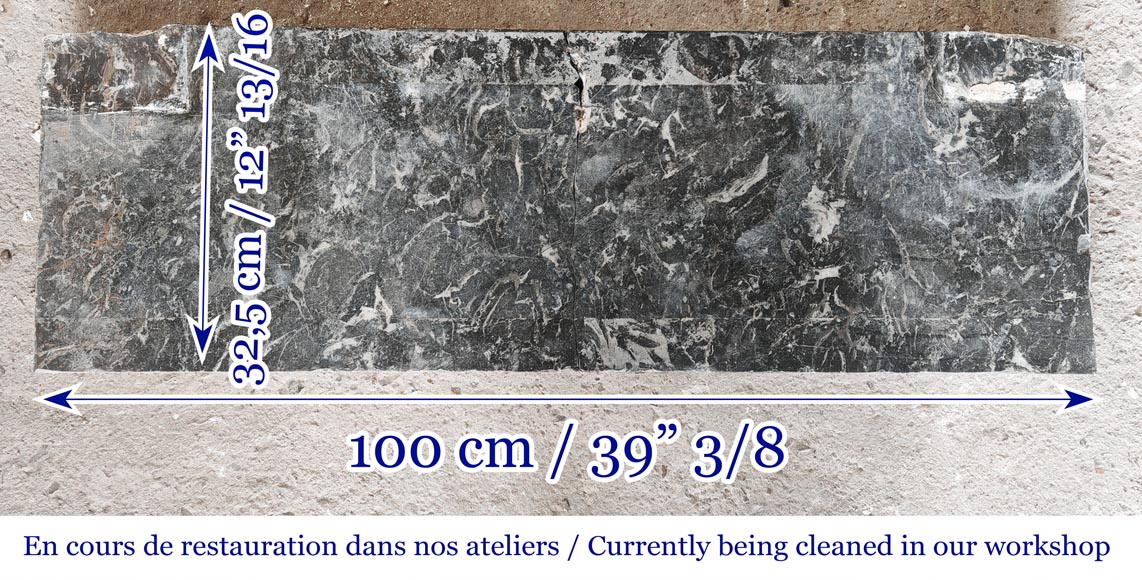 Louis XVI period molded fireplace in grey Saint-Anne marble-8