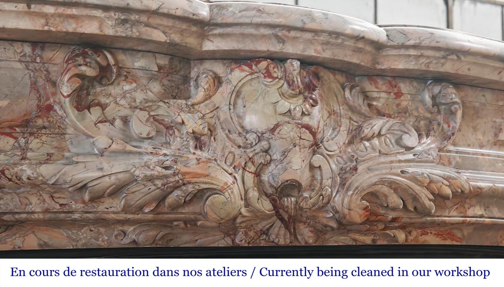 Regency style fireplace, in richly sculpted Sarrancolin marble-2