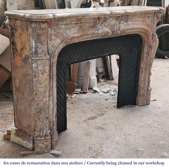 Regency style fireplace, in richly sculpted Sarrancolin marble-4
