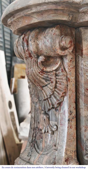 Regency style fireplace, in richly sculpted Sarrancolin marble-6