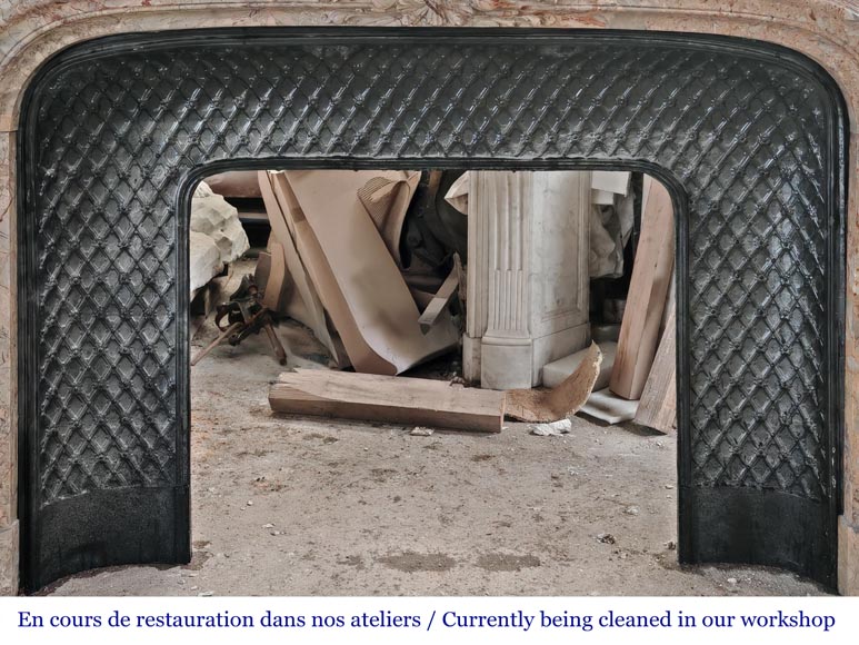 Regency style fireplace, in richly sculpted Sarrancolin marble-11