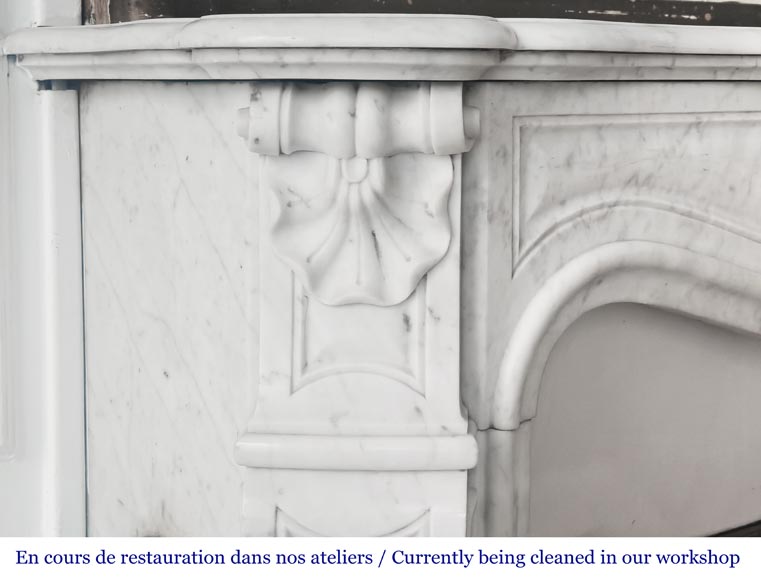 Louis XV style fireplace with shell decoration, in Carrara marble-4