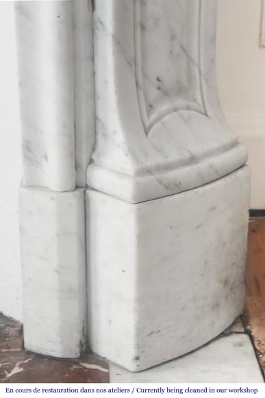 Louis XV style fireplace with shell decoration, in Carrara marble-8