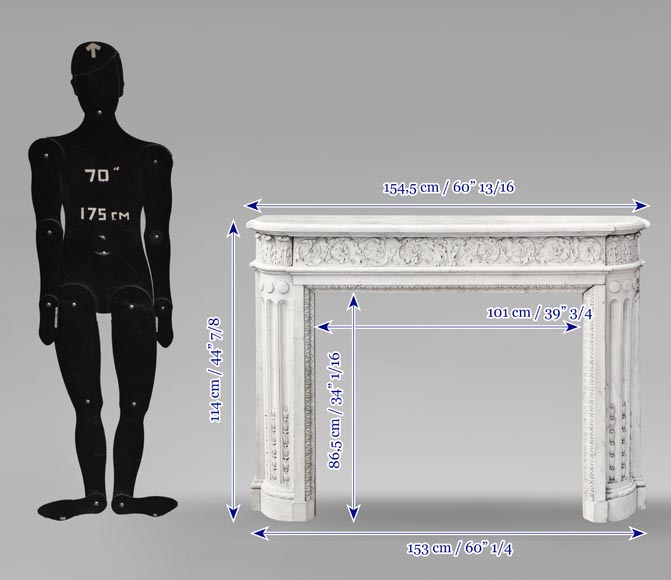 Finely carved Louis XVI style fireplace in statuary marble Finely carved Louis XVI style fireplace in statuary marble-19