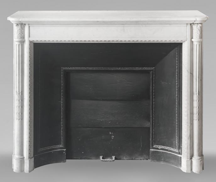 Louis XVI style fireplace in Conne marble, with slender fluted columns-0