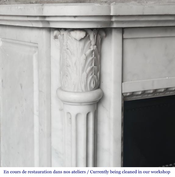 Louis XVI style fireplace in Conne marble, with slender fluted columns-3