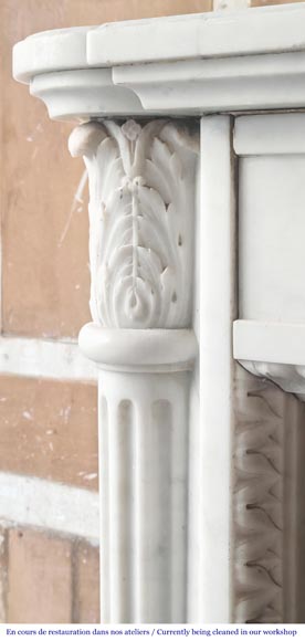 Louis XVI style fireplace in Conne marble, with slender fluted columns-4
