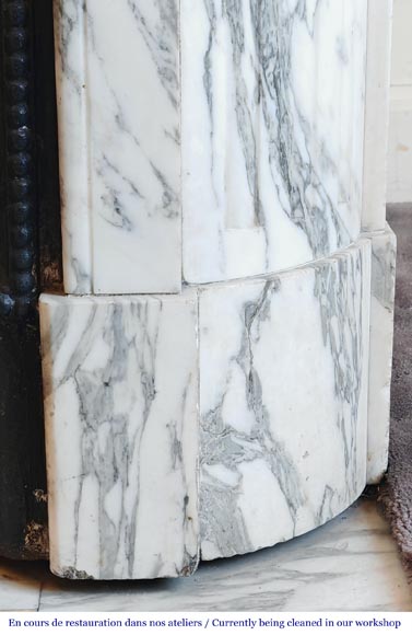 Louis XVI style fireplace with fluted decoration in Arabescato marble-7