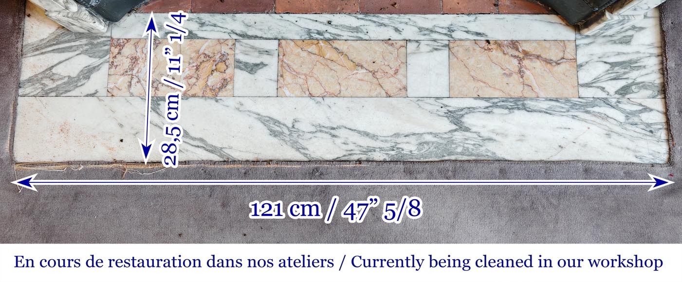 Louis XVI style fireplace with fluted decoration in Arabescato marble-8