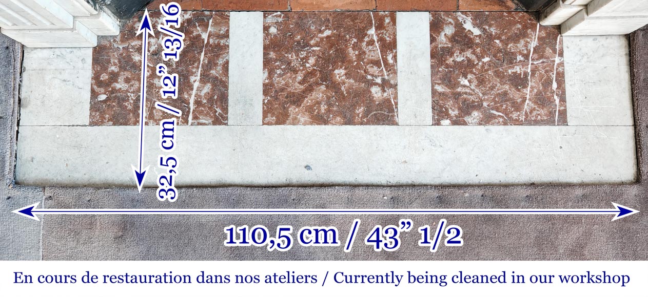 Louis XVI style fireplace with stylized daisies, in Carrara marble-8