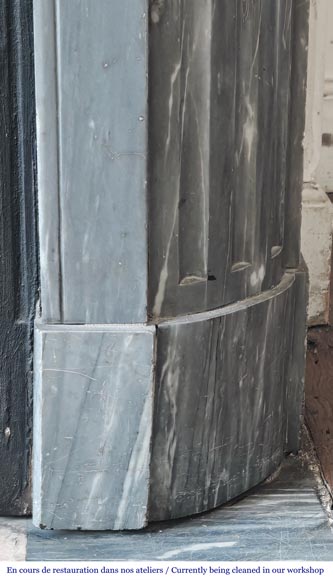 Louis XVI style fireplace with rounded corners, in blue Turquin marble-7