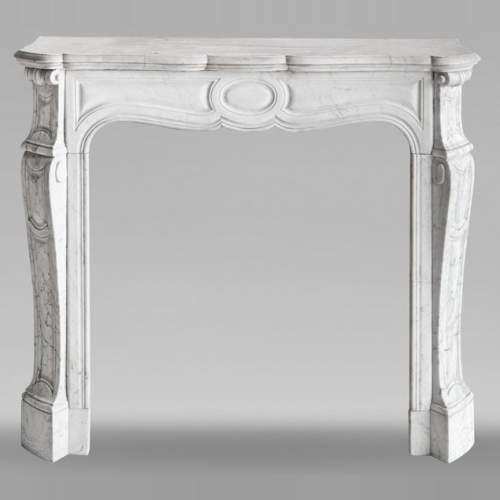 Louis XV style Pompadour model fireplace, in Carrara marble