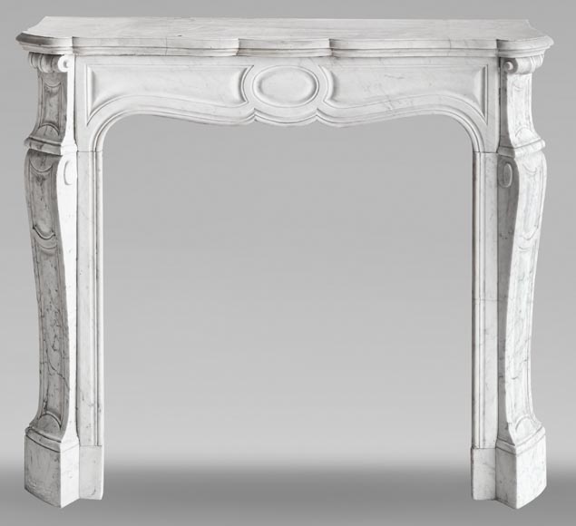 Louis XV style Pompadour model fireplace, in Carrara marble-0