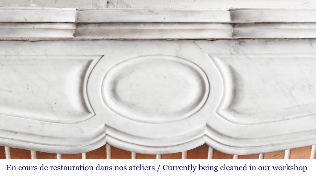 Louis XV style Pompadour model fireplace, in Carrara marble-1