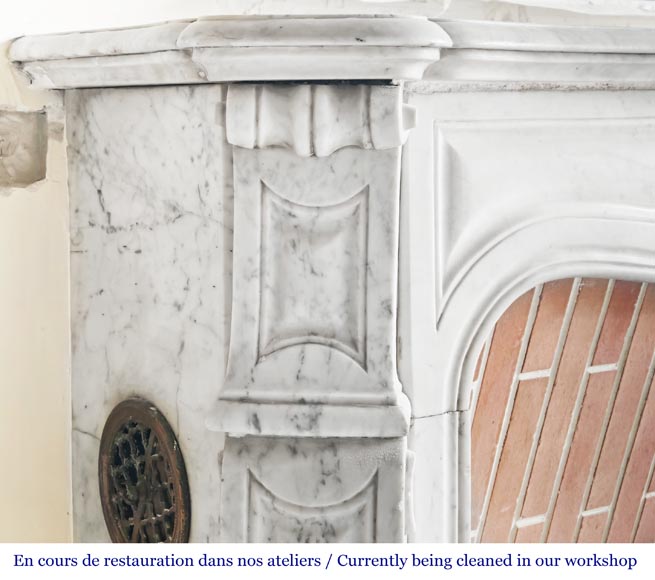 Louis XV style Pompadour model fireplace, in Carrara marble-3