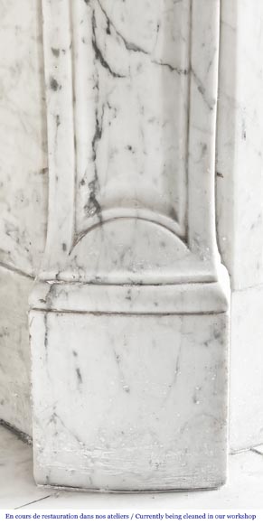 Louis XV style Pompadour model fireplace, in Carrara marble-4