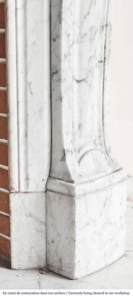 Louis XV style Pompadour model fireplace, in Carrara marble-7
