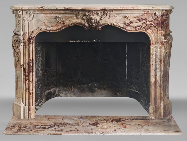 Louis XV style fireplace in highly ornate Sarrancolin marble-0