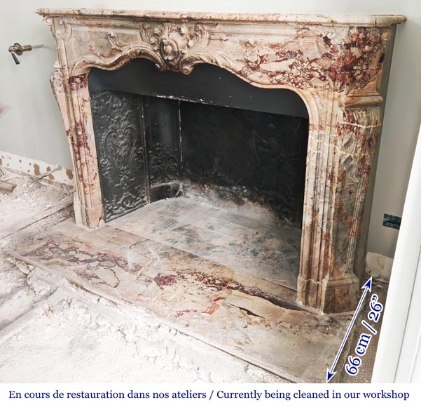 Louis XV style fireplace in highly ornate Sarrancolin marble-8