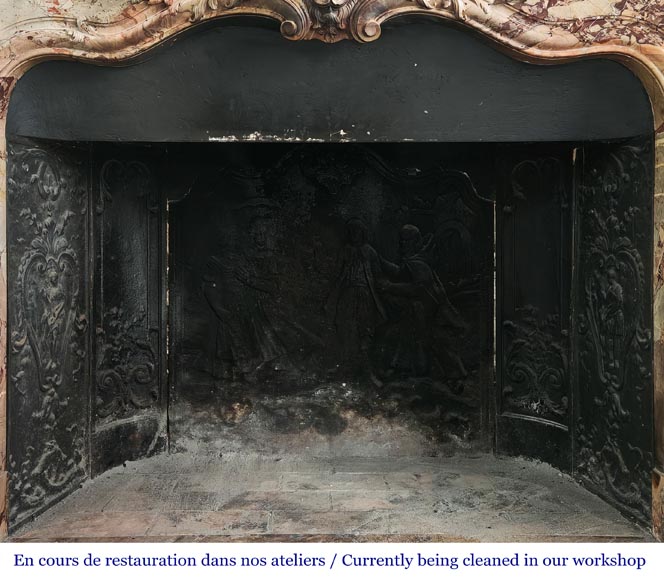 Louis XV style fireplace in highly ornate Sarrancolin marble-12