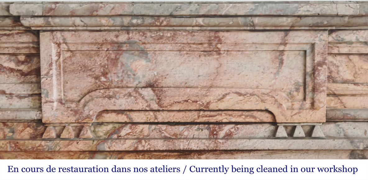 Louis XVI style fireplace with rounded corners in colored marble-1