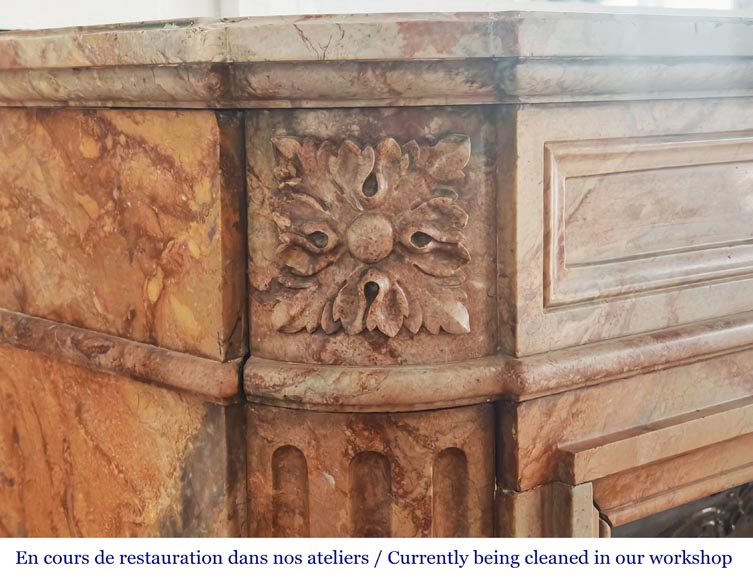 Louis XVI style fireplace with rounded corners in colored marble-4