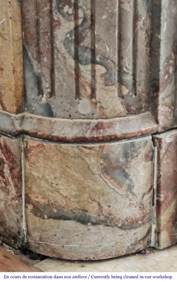 Louis XVI style fireplace with rounded corners in colored marble-5