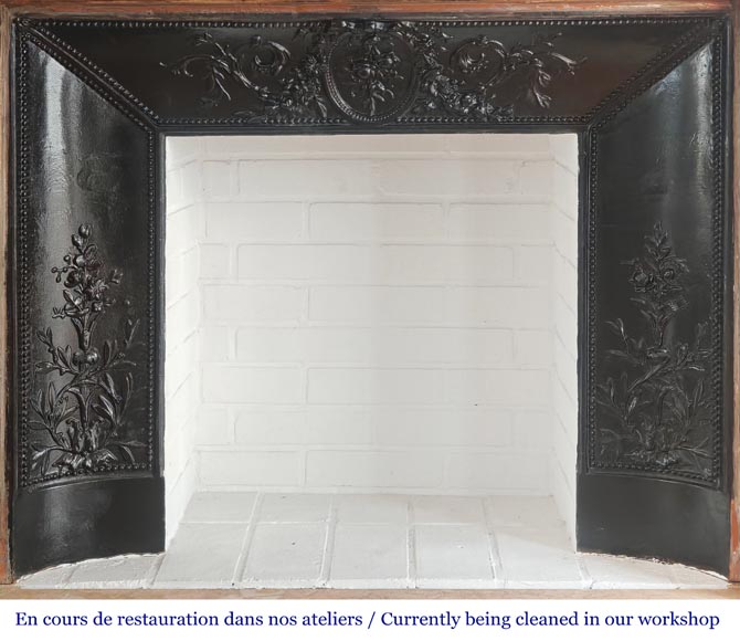 Louis XVI style fireplace with rounded corners in colored marble-9