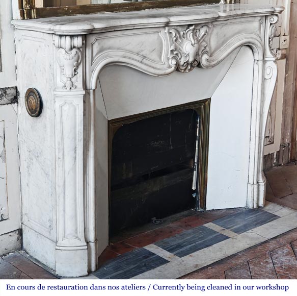 Louis XV style fireplace in Carrara marble-3