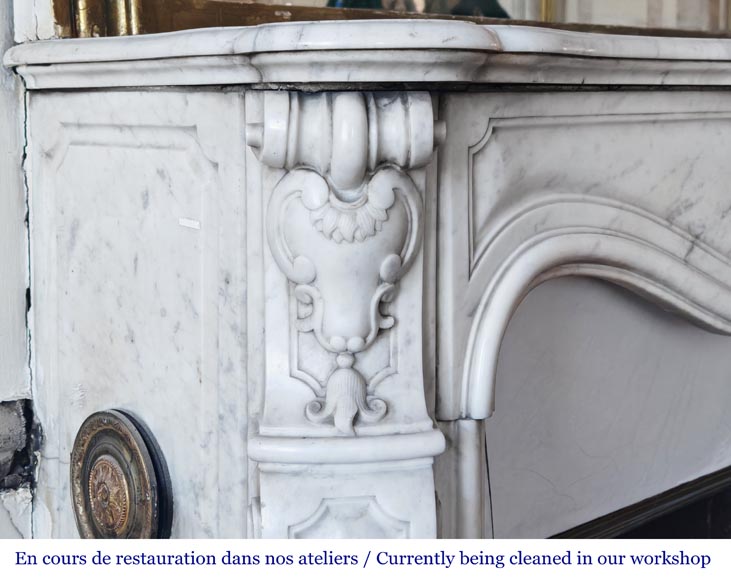 Louis XV style fireplace in Carrara marble-4