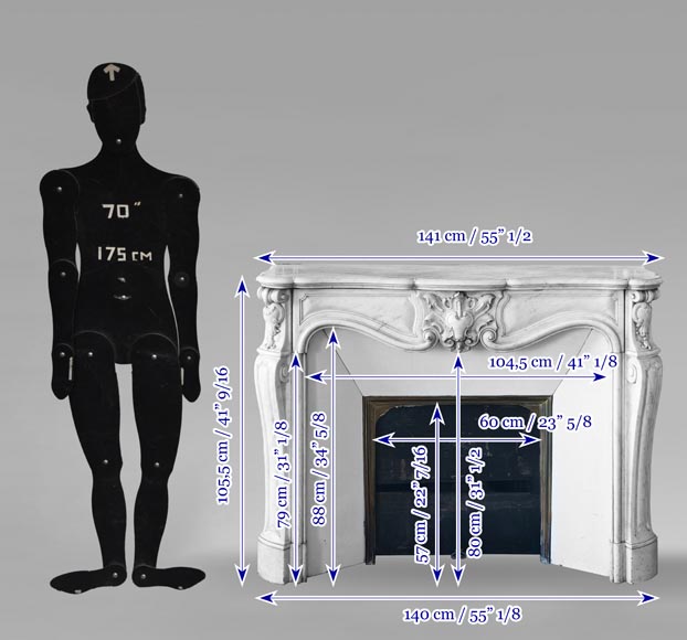 Louis XV style fireplace in Carrara marble-10