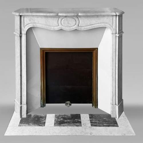 Louis XV style Pompadour model fireplace in Carrara marble